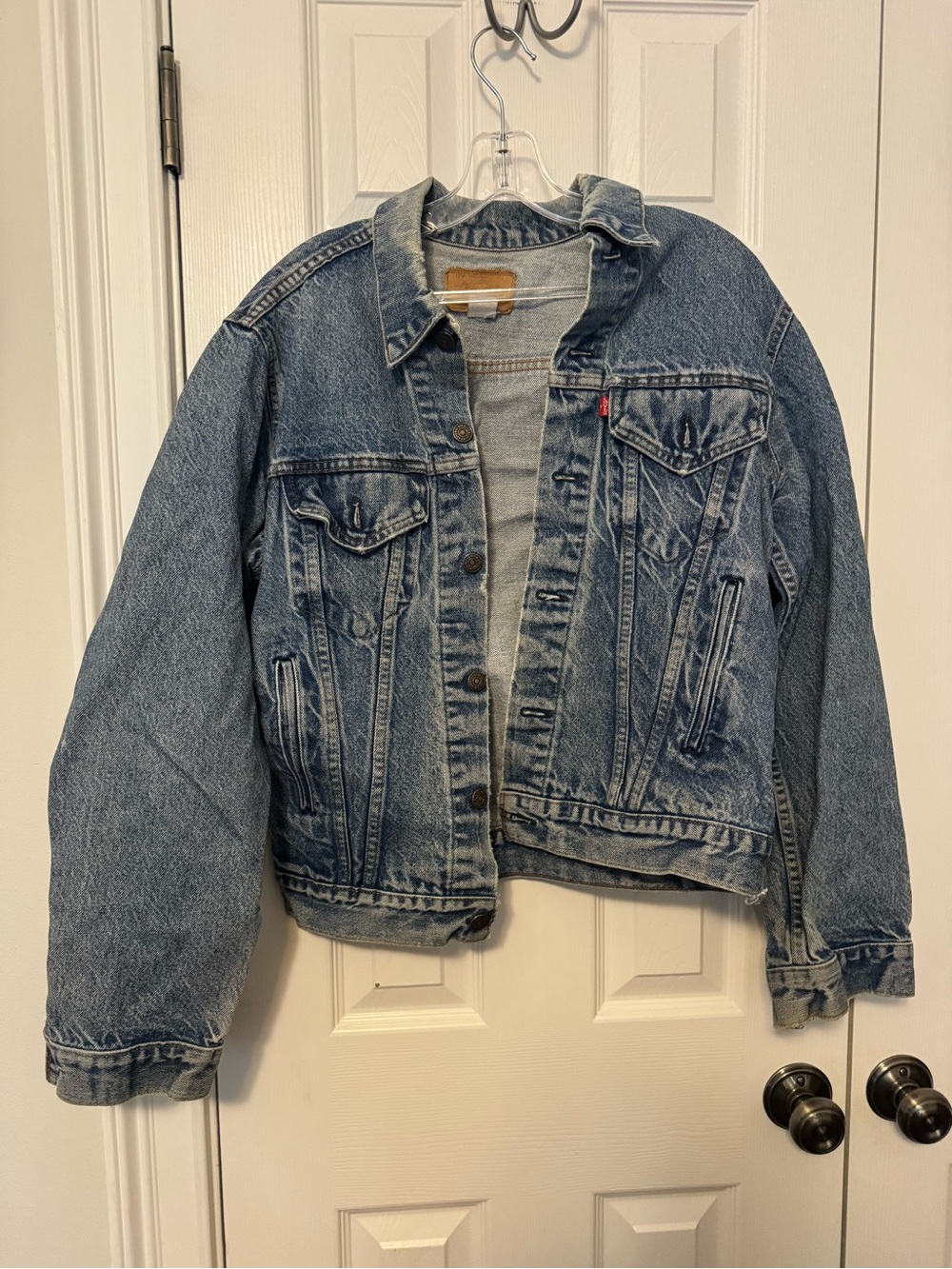 Vintage Levi’s 71506-0217 Denim Trucker Jacket 42L Made USA 80s Red Tab